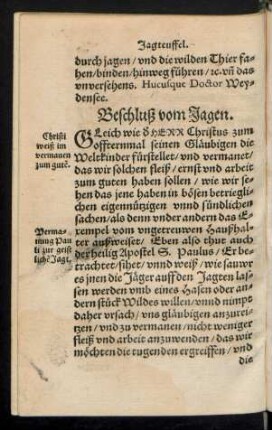 Beschluß vom Jagen.