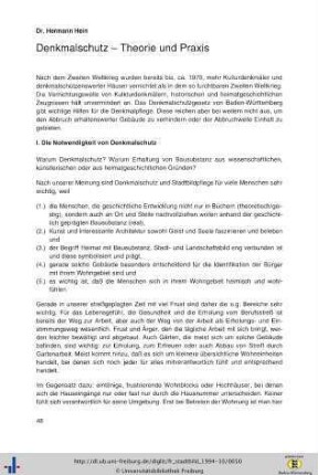 Denkmalschutz - Theorie und Praxis