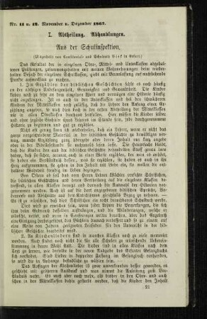 Aus der Schulinspektion