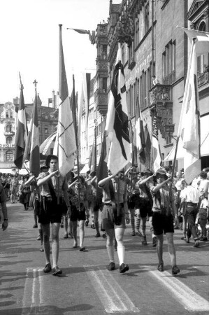 Basel (Schweiz): Markt; Fahnenträger