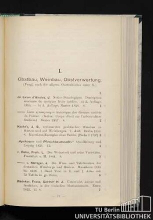 I. Obstbau, Weinbau, Obstverwertung.