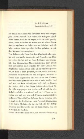 An J. G. Müller Wandsbeck, den 18. April 1809