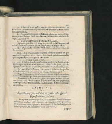 Caput VII. De Executione, quae causatur ex pacto Arresti vel sequestrationis personae.