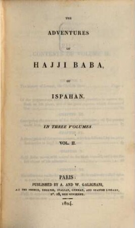 The adventures of Hajji Baba, of Ispahan : in three volumes, 2