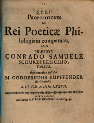 Propositiones ad Rei Poeticae Philologiam comparatae