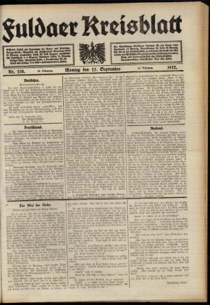 Ausgabe vom Montag, den 23. September 1912.