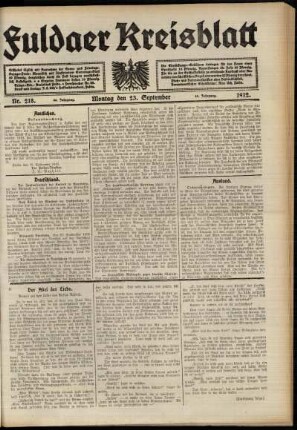 Ausgabe vom Montag, den 23. September 1912.