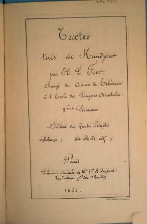 Textes tirés du Kandjour par H. L. Feer, 3