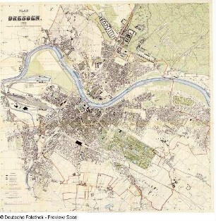 Plan von Dresden. 12. Auflage 1898 (ca. 1:10 000), hrsg. vom Vermessungsamt der Stadt Dresden