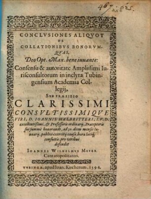 Conclusiones aliquot de collationibus bonorum