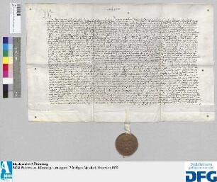 Das Landgericht des Burgraftums Nürnberg stellt ein Vidimus aus von dem königlichen Mandat d.d. 1. Februar 1446.