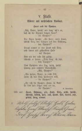 V. Stufe. Wörter mit mehrfachem Auslaut