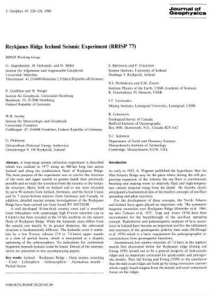 Reykjanes Ridge Iceland Seismic Experiment (RRISP 77)