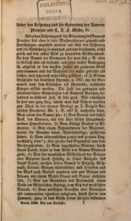 Über den Ursprung und die Bedeutung des Namens Preußen
