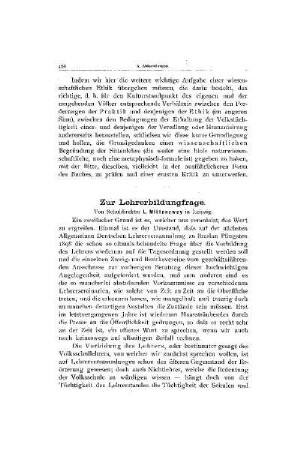 Zur Lehrerbildungsfrage