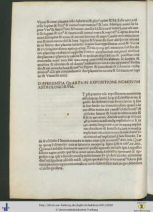 Differentia Quarta In Expositione Nominum Astrologorum.