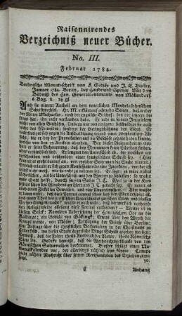 No. III. Februar 1784.