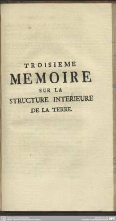 Troisieme Memoire Sur La Structure Interieure De La Terre