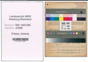 Entnazifizierung Antonie Erkens , geb. 12.07.1911 (Arbeiterin)