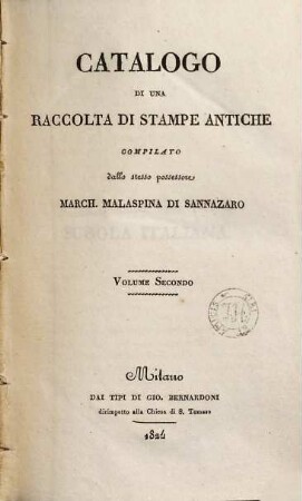 Catalogo di una raccolta di stampe antiche, 2. Scuola italiana