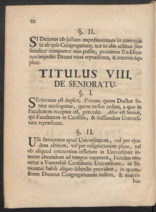 Titulus VIII. De Senioratu