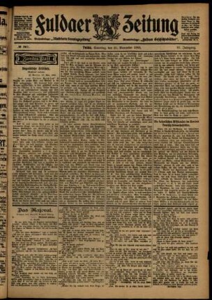 Zweite Ausgabe vom Samstag, den 21. November 1903.