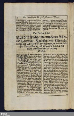 Der Vierdte Titul. Von dem frucht- und nutzbaren Acker- und Gartenbaue