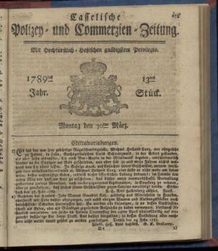 13tes Stueck, Montag den 30ten Maerz. 1789