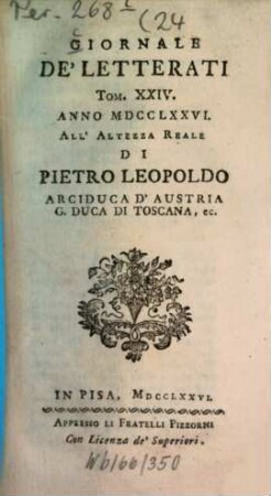 Giornale de'letterati. 24. 1776
