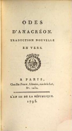 Odes d'Anacreon