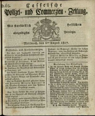 Nr. 63, Mittwoch, den 6ten August 1817