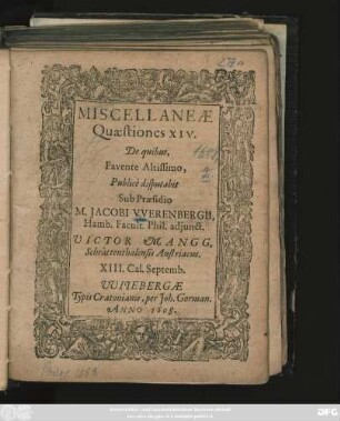 Miscellaneae Quaestiones XIV.