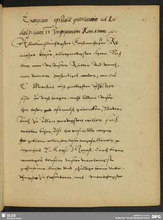 [Briefentwurf an Kaiser Rudolf II.]