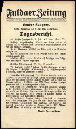 Ausgabe vom Donnerstag, den 01. Juli 1915.