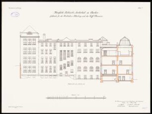 Architekturgebäude, Reiff-Museum der Technischen Hochschule, Aachen: Aufriss, Schnitt 1:100