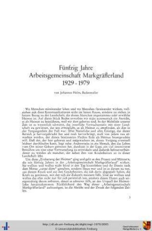 Fünfzig Jahre Arbeitsgemeinschaft Markgräflerland 1929-1979