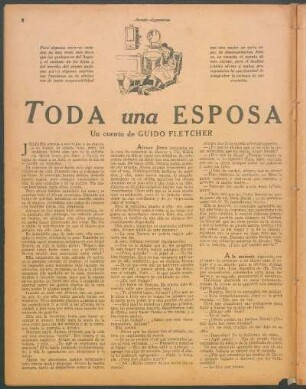 Toda una esposa : Un cuento de Guido Fletcher