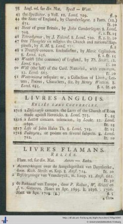 Livres Anglois et Flamans.