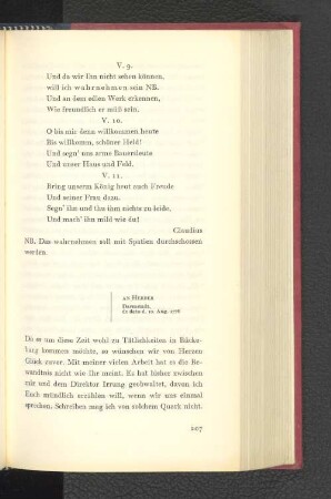 An Herder Darmstadt, den 10. August 1776