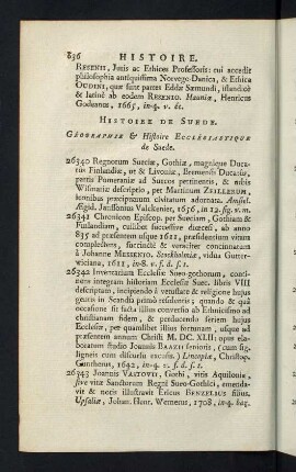 636-643, Géographie & Histoire Ecclésiastique de Suede...