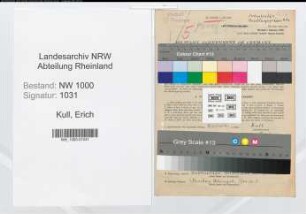 Entnazifizierung Erich Kull, geb. 09.06.1901 (Postsekretaer)