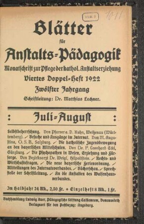 4: Viertes Doppelheft 1922