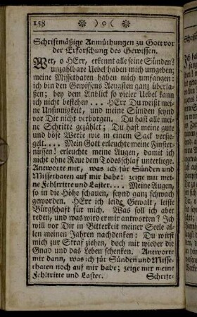 Schriftmäßige Anmüthungen zu Gott vor der Erforschung des Gewissen.