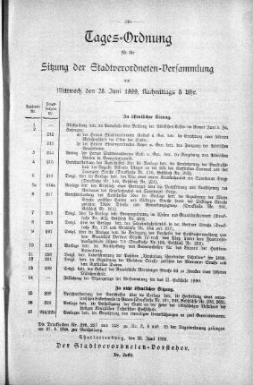 Tages-Ordnung, 28. Juni 1899