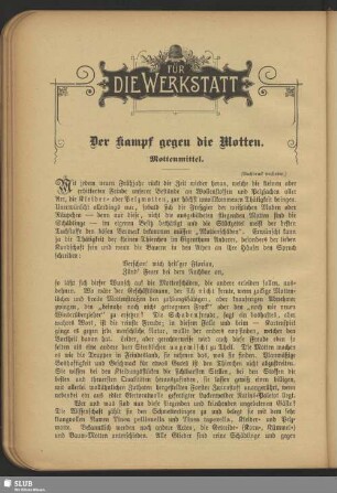 Für die Werkstatt : Der Kampf gegen die Motten