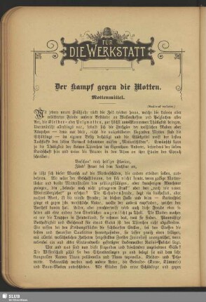 Für die Werkstatt : Der Kampf gegen die Motten