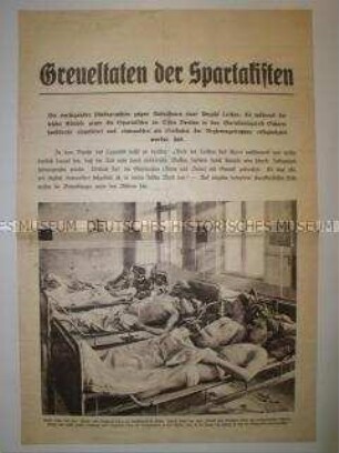 Illustriertes Propagandablatt des Reichswehrministeriums gegen den revolutionären Terror der Spartakisten