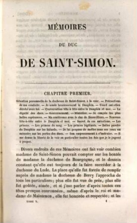 Mémoires complets et authentiques du Duc de Saint-Simon sur le siècle de Louis XIV et la régence, 10