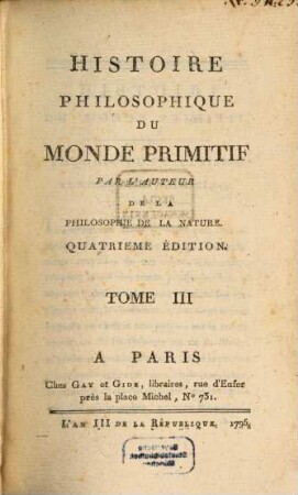 Histoire Philosophique Du Monde Primitif, 3