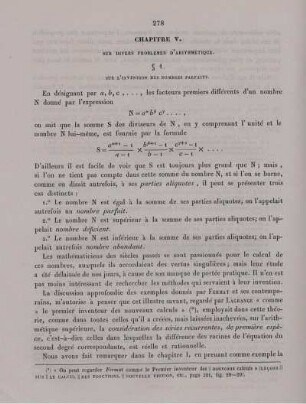 Chapitre V. Sur divers problèmes d'arithmétique.